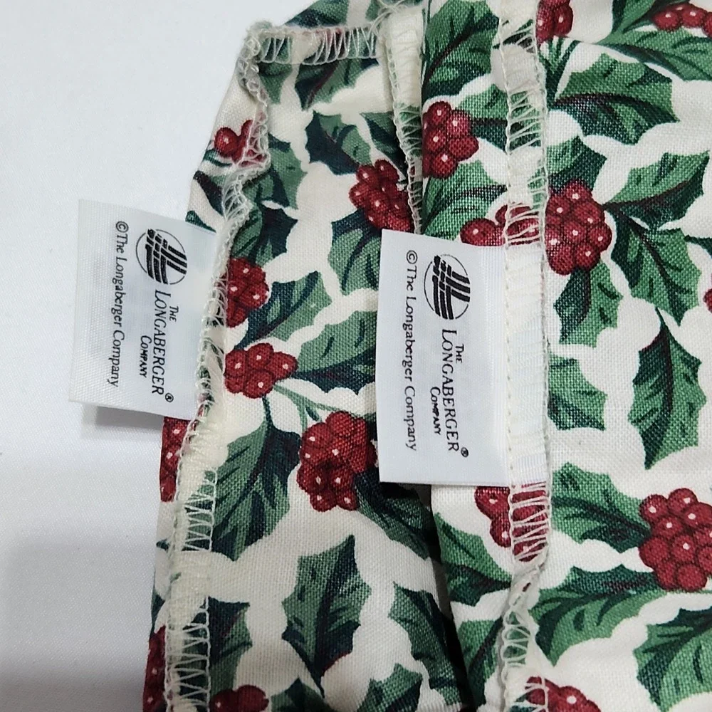 Longaberger American Holly Liner LOT of 2 Christmas‎ Holiday
